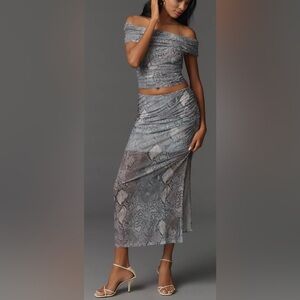 Anthropologie‎ The Aleda Mesh Ruched Maxi Skirt by Maeve